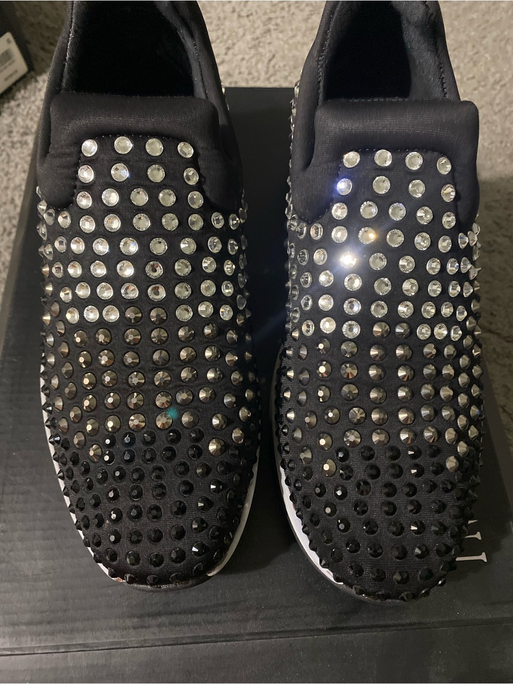 INC International Concepts Black Slip-On Studded Loafers